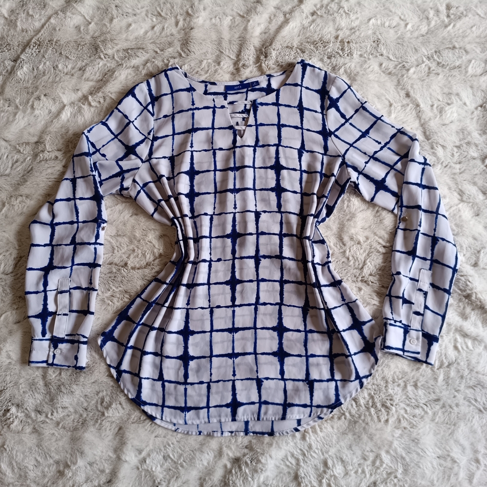Apt. 9 Black and White Fitted Long Sleeve Button Down Shirt
